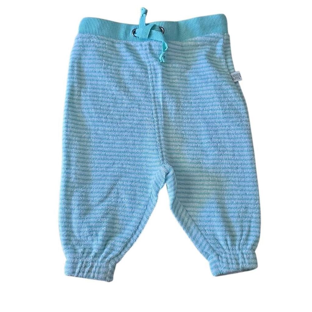 Rugged Butts Baby Size 3-6 Months Vintage Aqua Stripe Terry Knit Joggers